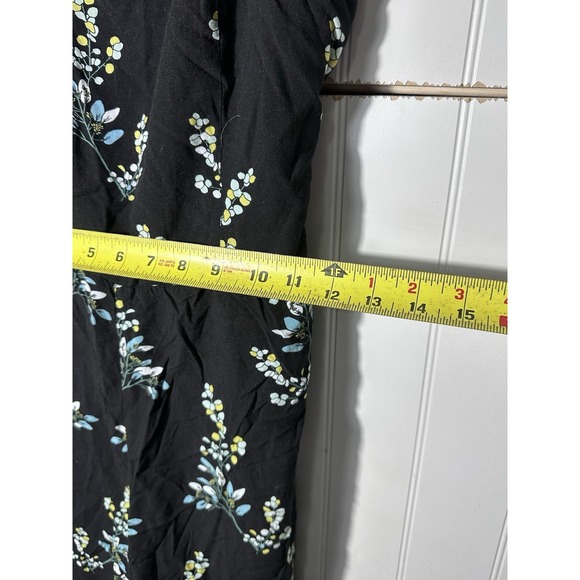 LOFT Floral Jumpsuit Womens Medium M Black Blue Yellow Wide Leg Smocked Summer - Picture 5 of 6